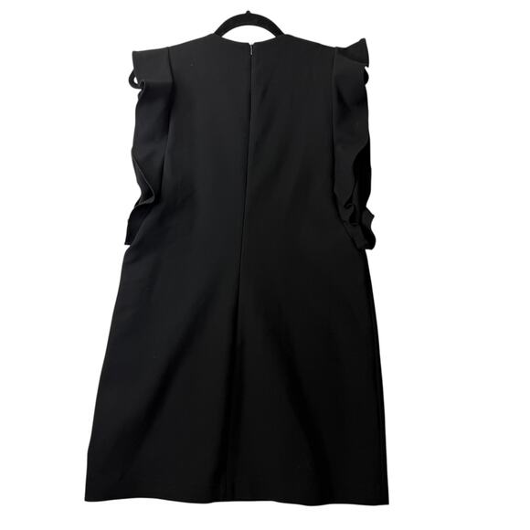 ZARA WOMAN Black Flutter Sleeve Shift Dress M Mini Minimalist Modern Chic - Picture 5 of 11